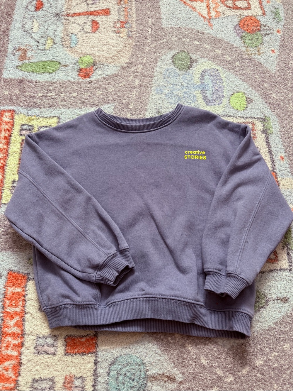 Zara kids Creative Stories Pullover Sweatshirt — Lavender Gray with Yellow Logo